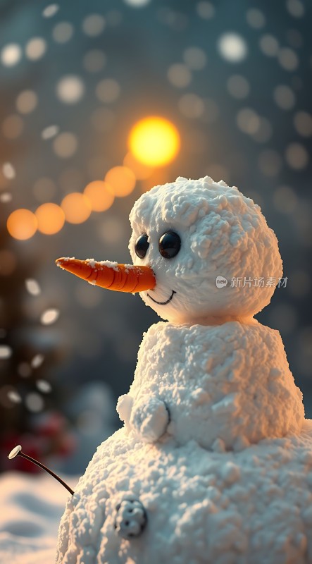 雪夜里的微笑雪人