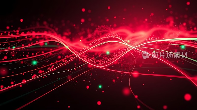 红色光束与粒子交织的炫目视觉效果