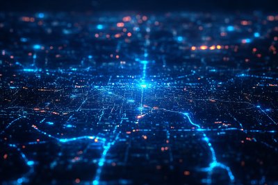 科技感蓝色网络线路背景