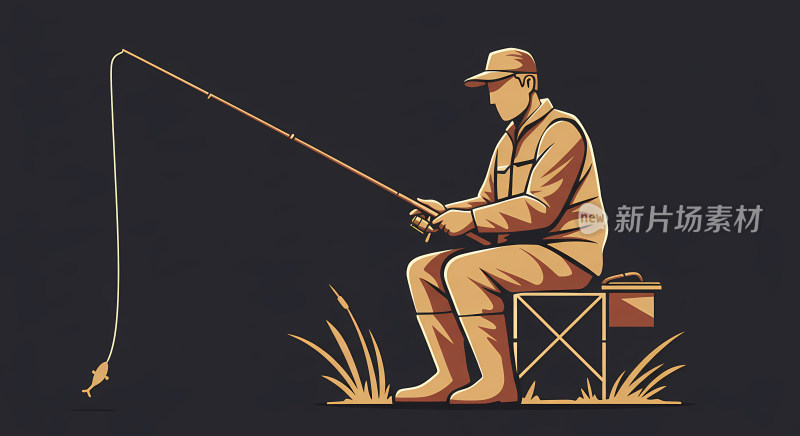 钓鱼标志插画
