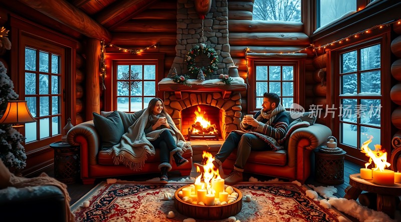 冬日暖炉旁温馨对话