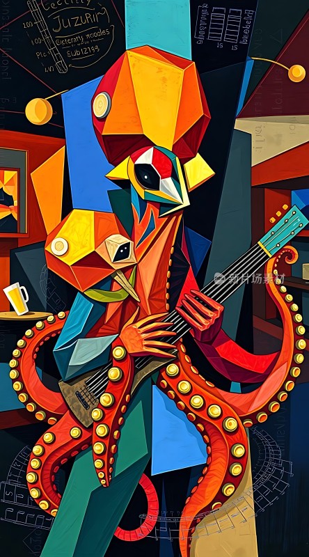 抽象音乐家弹奏吉他