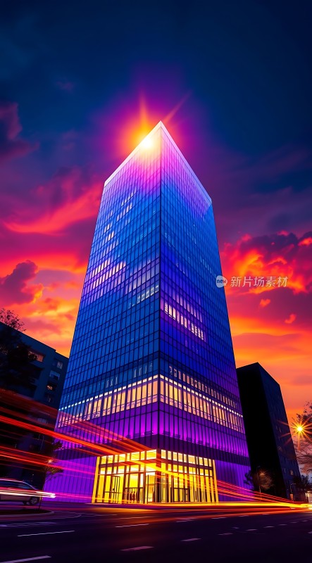 城市夜景中的璀璨摩天大楼