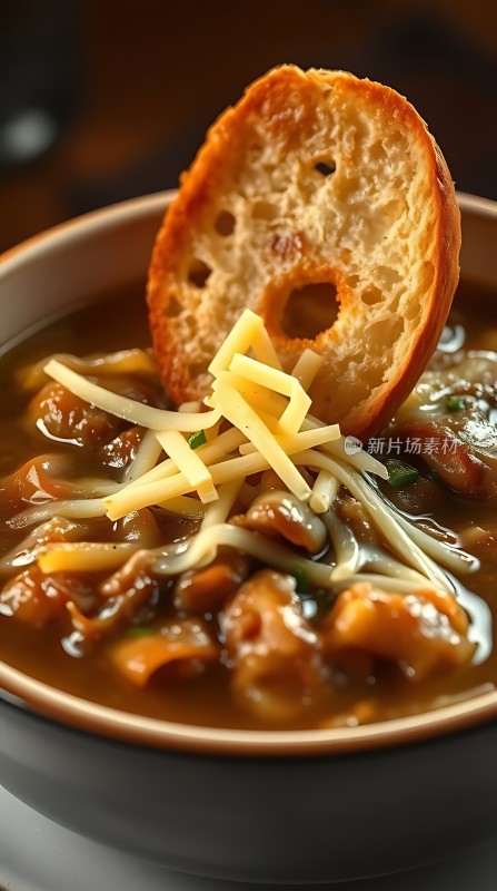 浓汤配奶酪和面包片