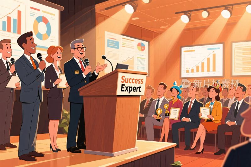商务演讲场景插画