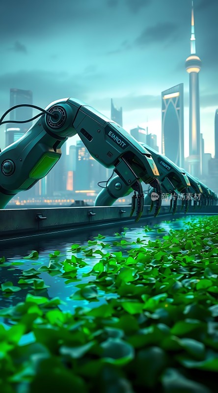 机械臂与绿色植物的结合未来城市的生态平衡