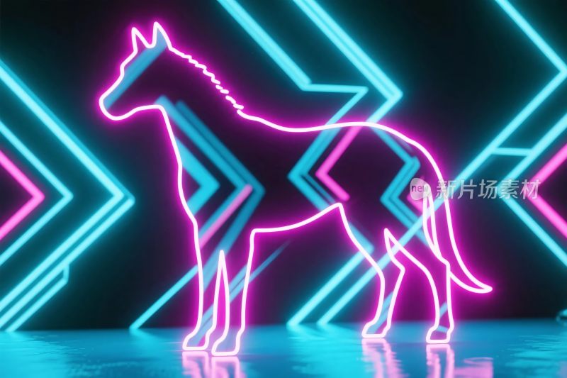 霓虹动物线条插画