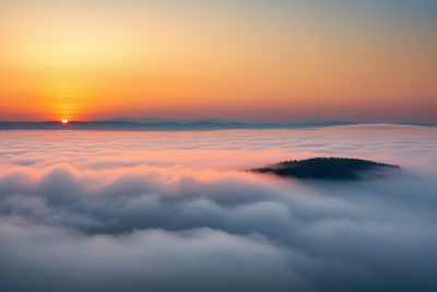 云海上的日落景色高清背景图片 云海上的日落景色高清背景图片