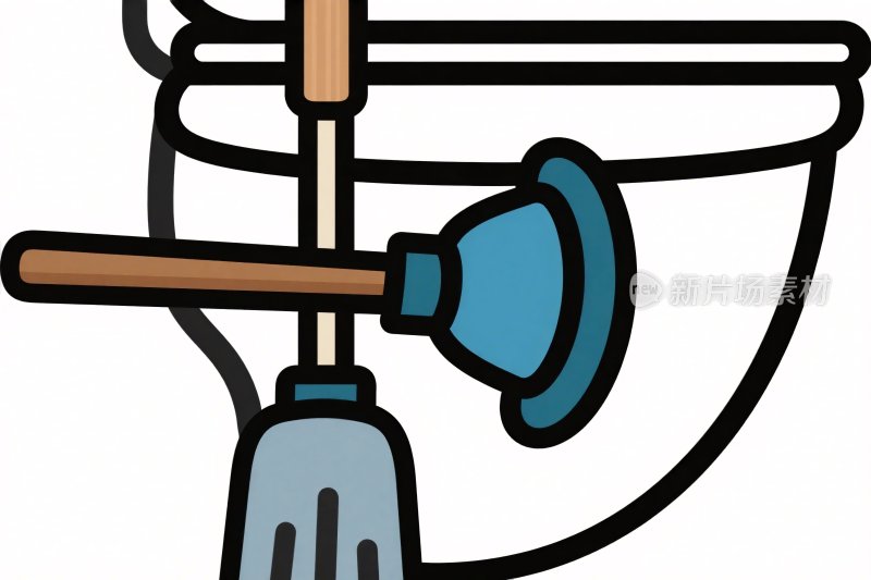 卫生间清洁工具插画