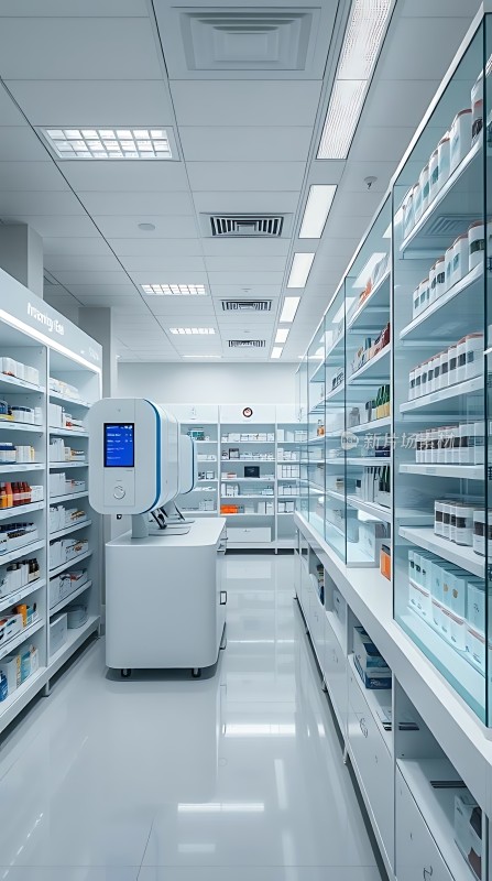 智能药房药品整齐摆放科技感十足