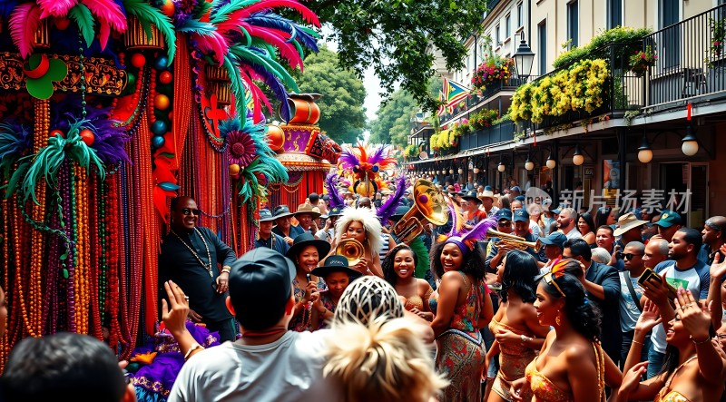 狂欢节上的欢乐人群