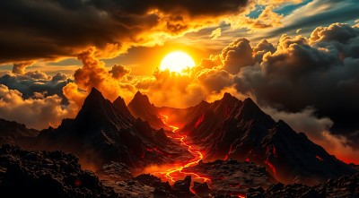 熔岩山脉日落奇景 熔岩山脉日落奇景