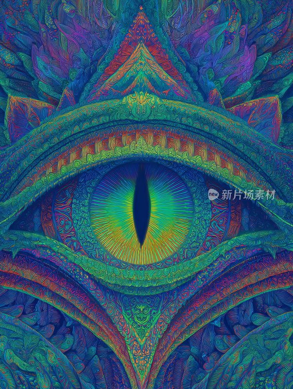 奇幻彩色眼睛插画