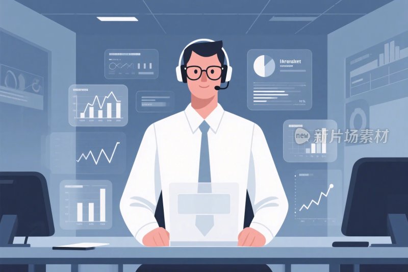 商务办公数据分析插画