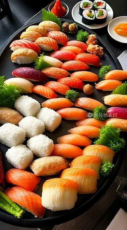 寿司盛宴色彩缤纷美味诱人！