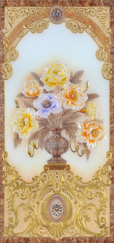 雅室花香欧式牡丹屏风背景