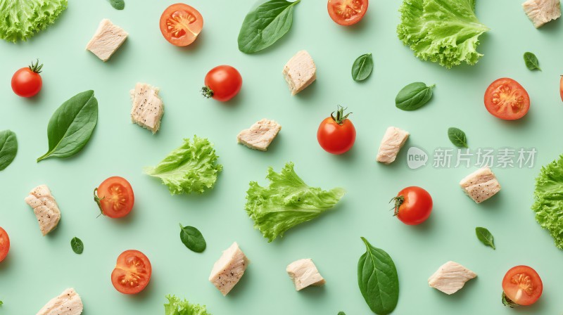 清新食材平铺图