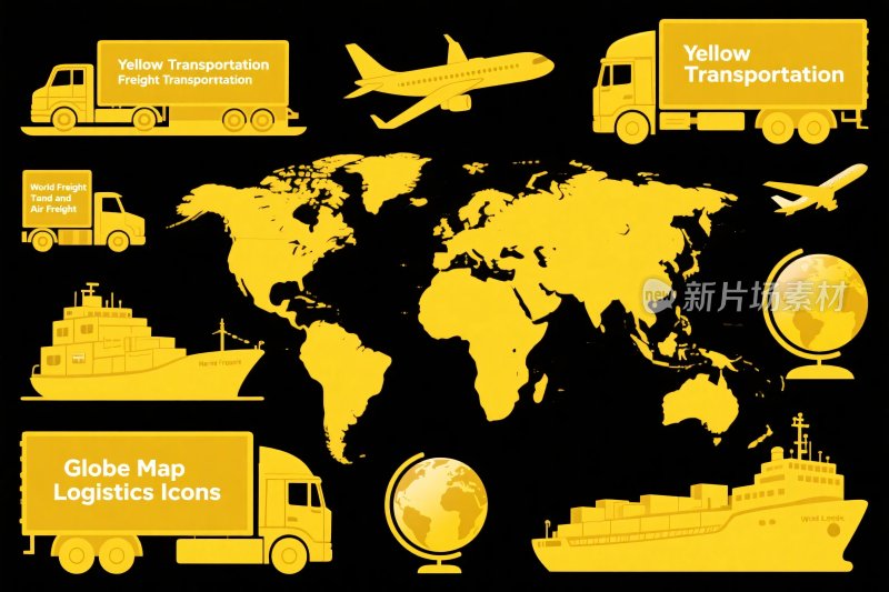 物流运输相关图标插画