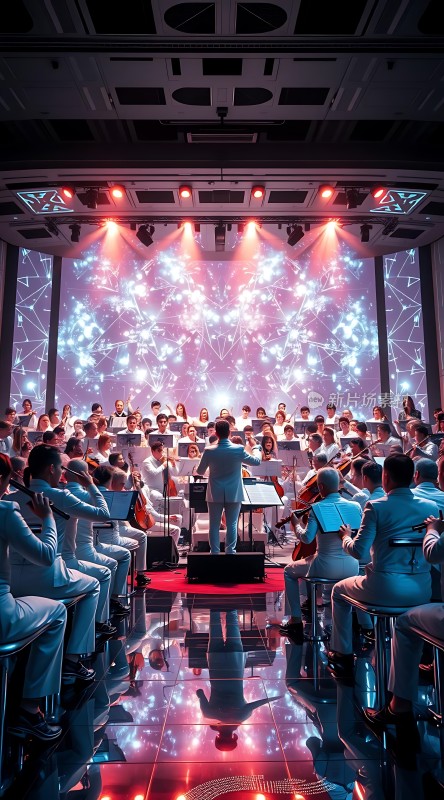 交响乐团华丽演出指挥家引领乐手们奏响动人旋律