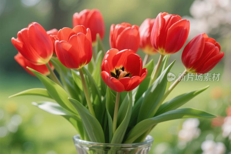 红色郁金香花束插花