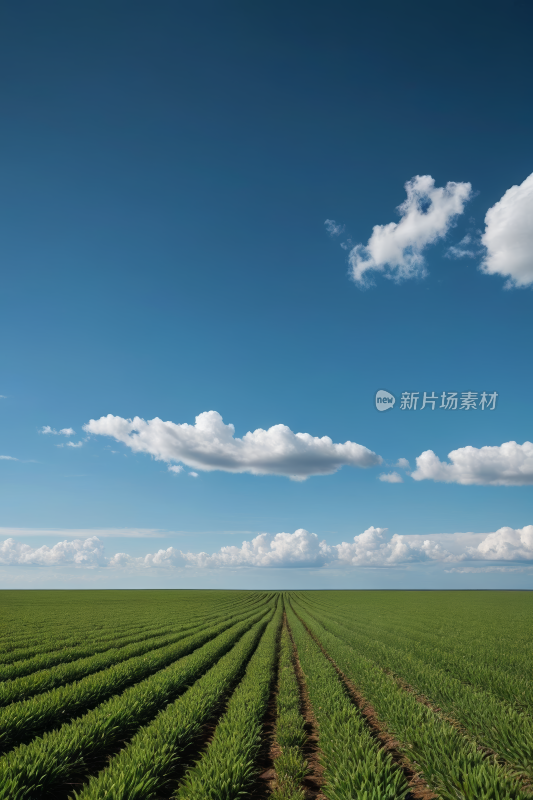 蓝天下的一片绿色植物高清风景摄影图片