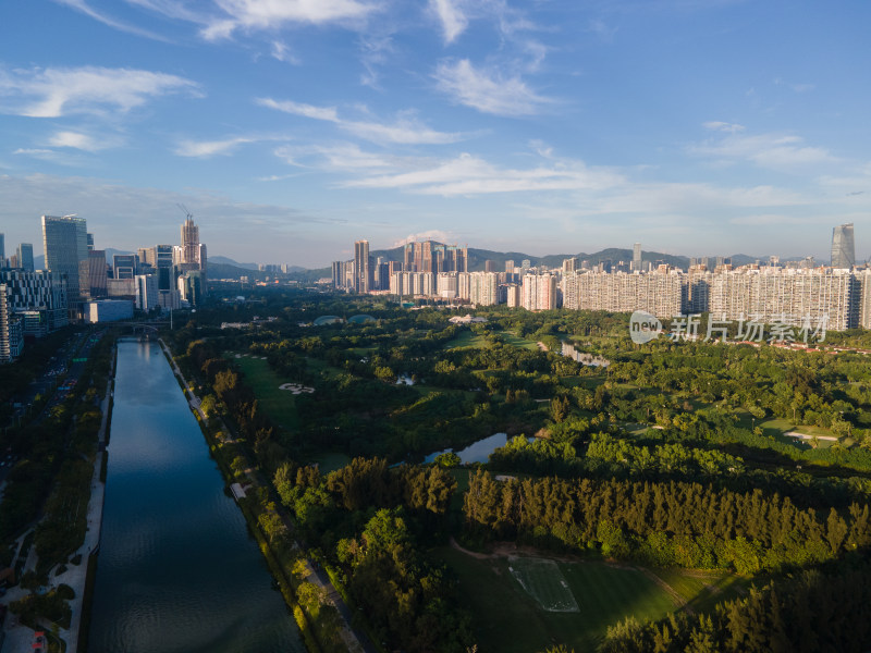 航拍广东深圳南山沙河高尔夫球场