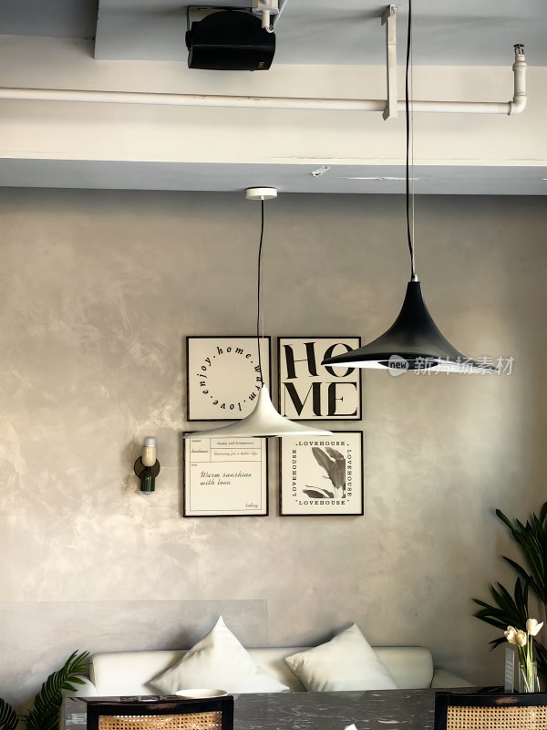 星卡夫西餐厅现代风格室内装饰吊灯挂画场景