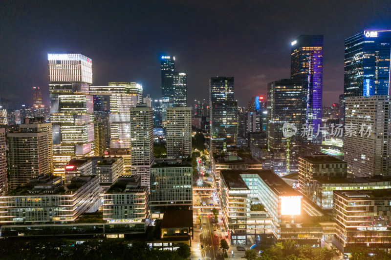 深圳南山区高新园、科技园的晚霞夜景