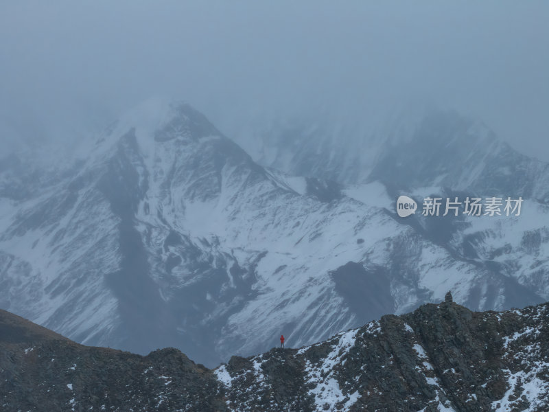 四川甘孜州冷嘎措网红贡嘎雪山高空航拍