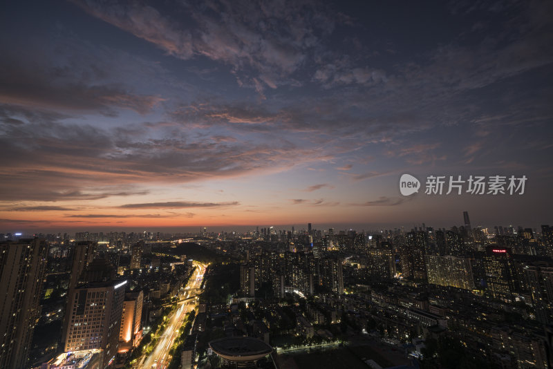 夜幕下灯火辉煌的武汉城市夜景全景