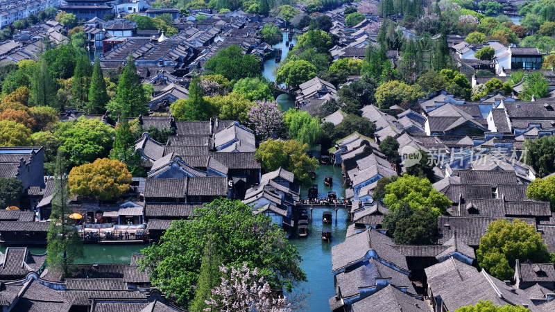 航拍乌镇景区 浙江乌镇航拍 航拍江南水乡