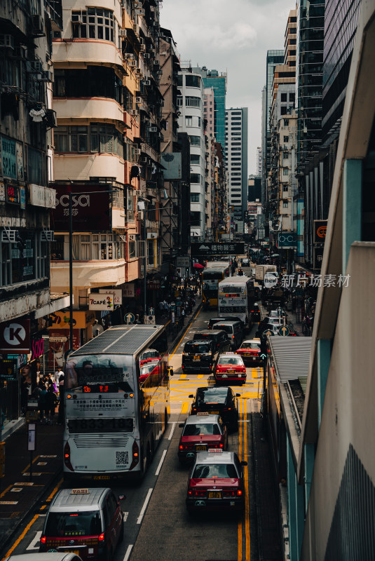 香港中环拥挤的车流