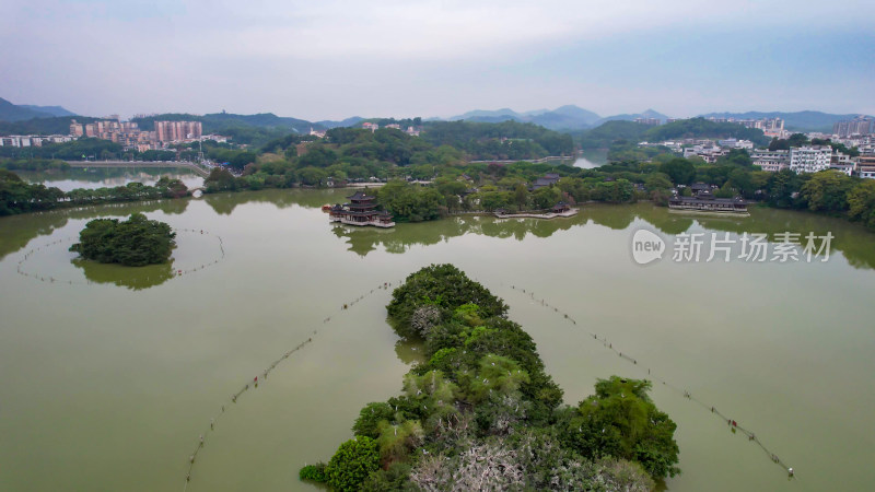 广东惠州西湖5A景区鸟岛航拍图