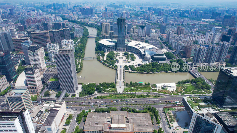 浙江杭州武林广场环球金融中心航拍图