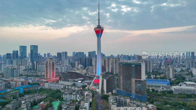 航拍成都天府熊猫塔地标建筑