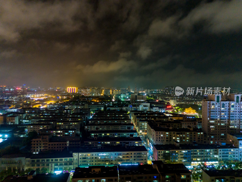 甘肃张掖夜景灯光航拍图