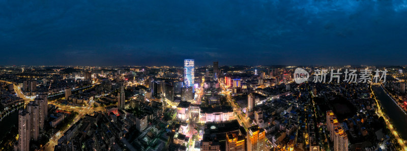 江苏徐州城市夜景航拍全景图