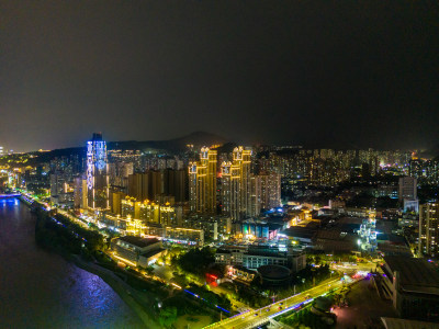 兰州黄河夜景航拍图