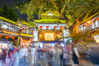 四川成都锦里古街夜景