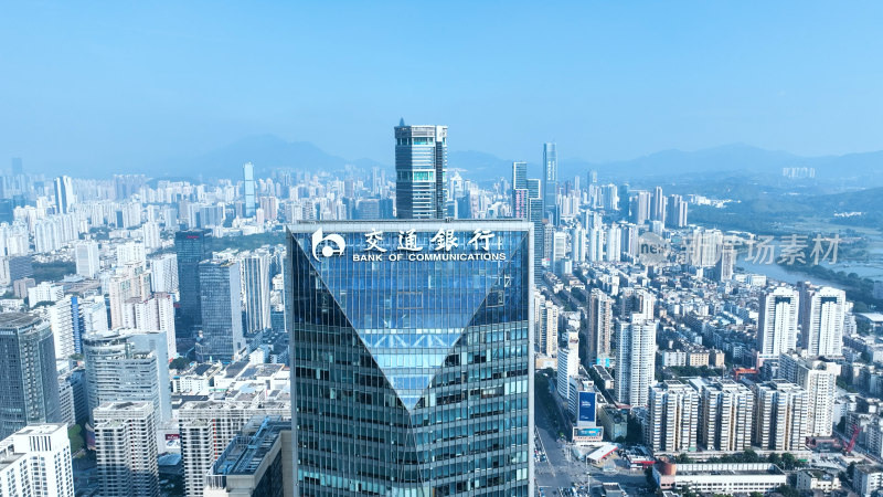深圳交通银行大厦航拍城市高楼大厦建筑风光