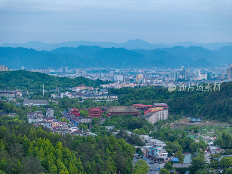 航拍浙江省台州市天台县城市风光