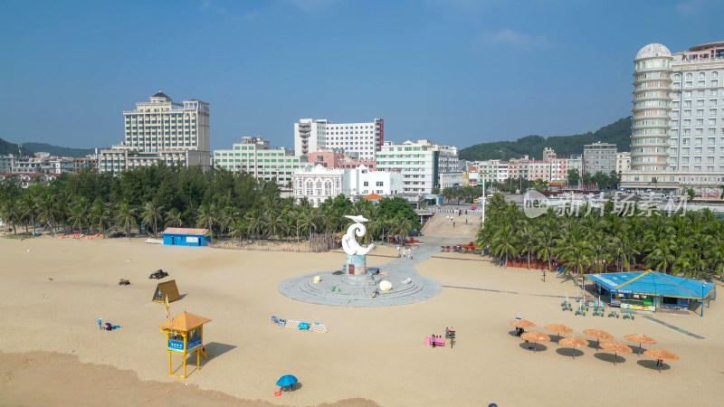 航拍广东阳江海陵岛大角湾海上丝路旅游区