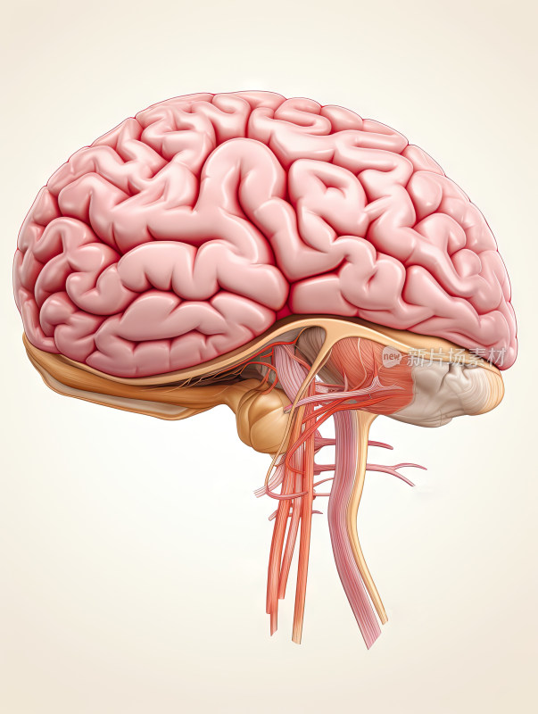 医学科普插图，人类大脑组织结构