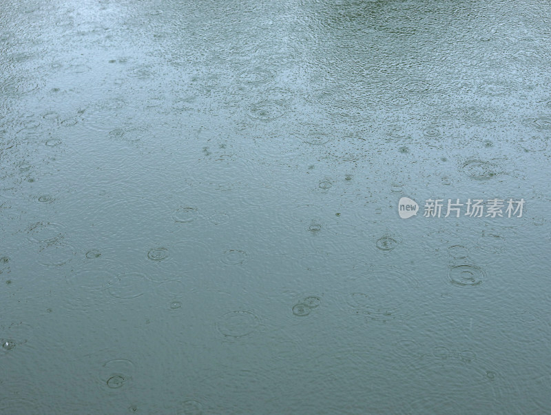 满画幅下着雨的湖面背景图