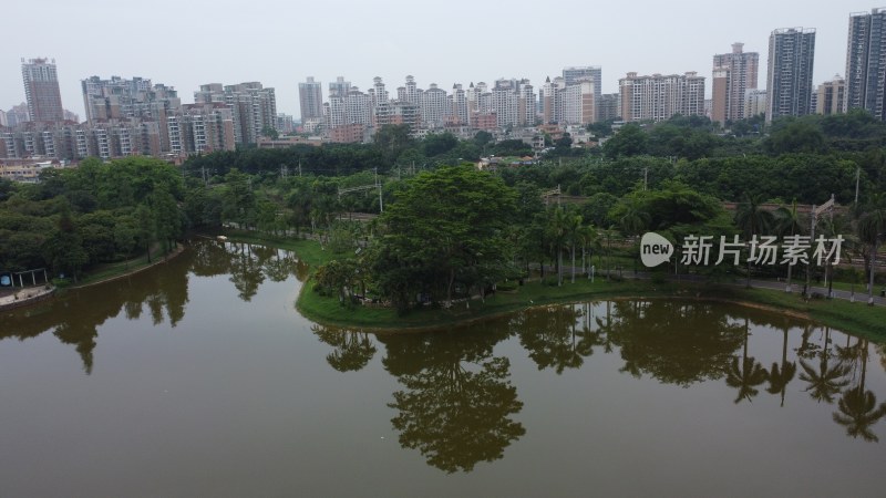 航拍广东省东莞市常平镇城市风光