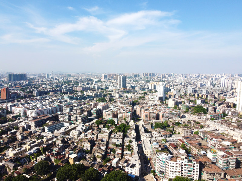 汕头城市景观的航拍全景