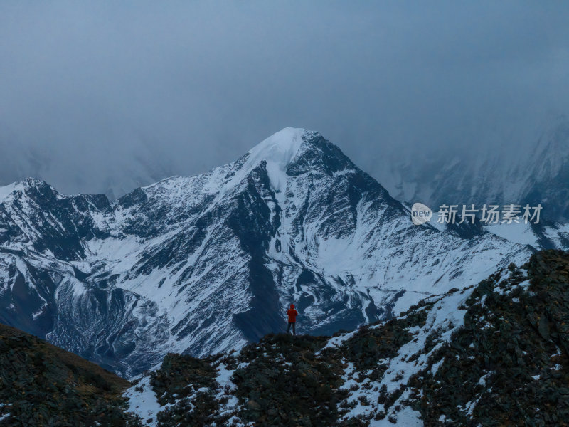 四川甘孜州冷嘎措网红贡嘎雪山高空航拍