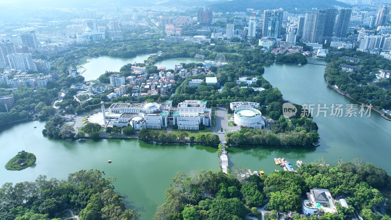 福州西湖公园照片航拍福建博物院城市风景