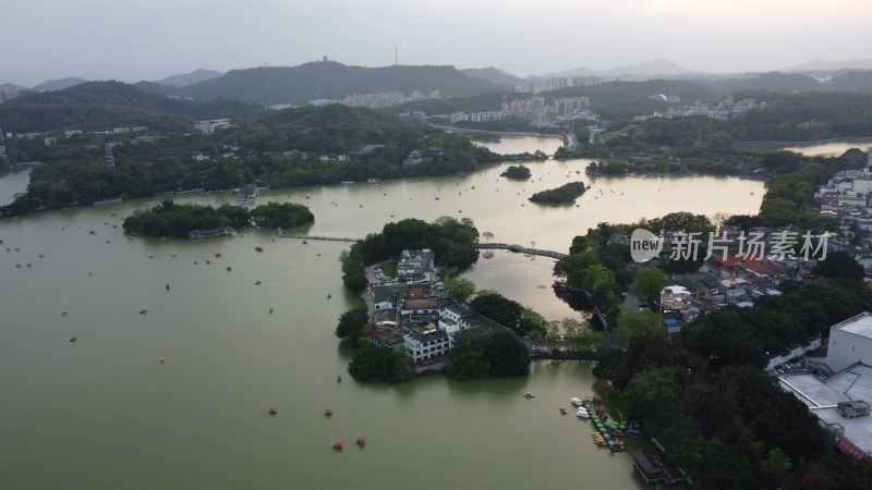 航拍广东省惠州市西湖景区