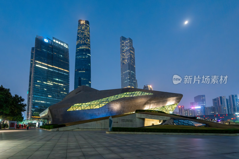 广东广州大剧院夜景城市建筑摩天大楼景观